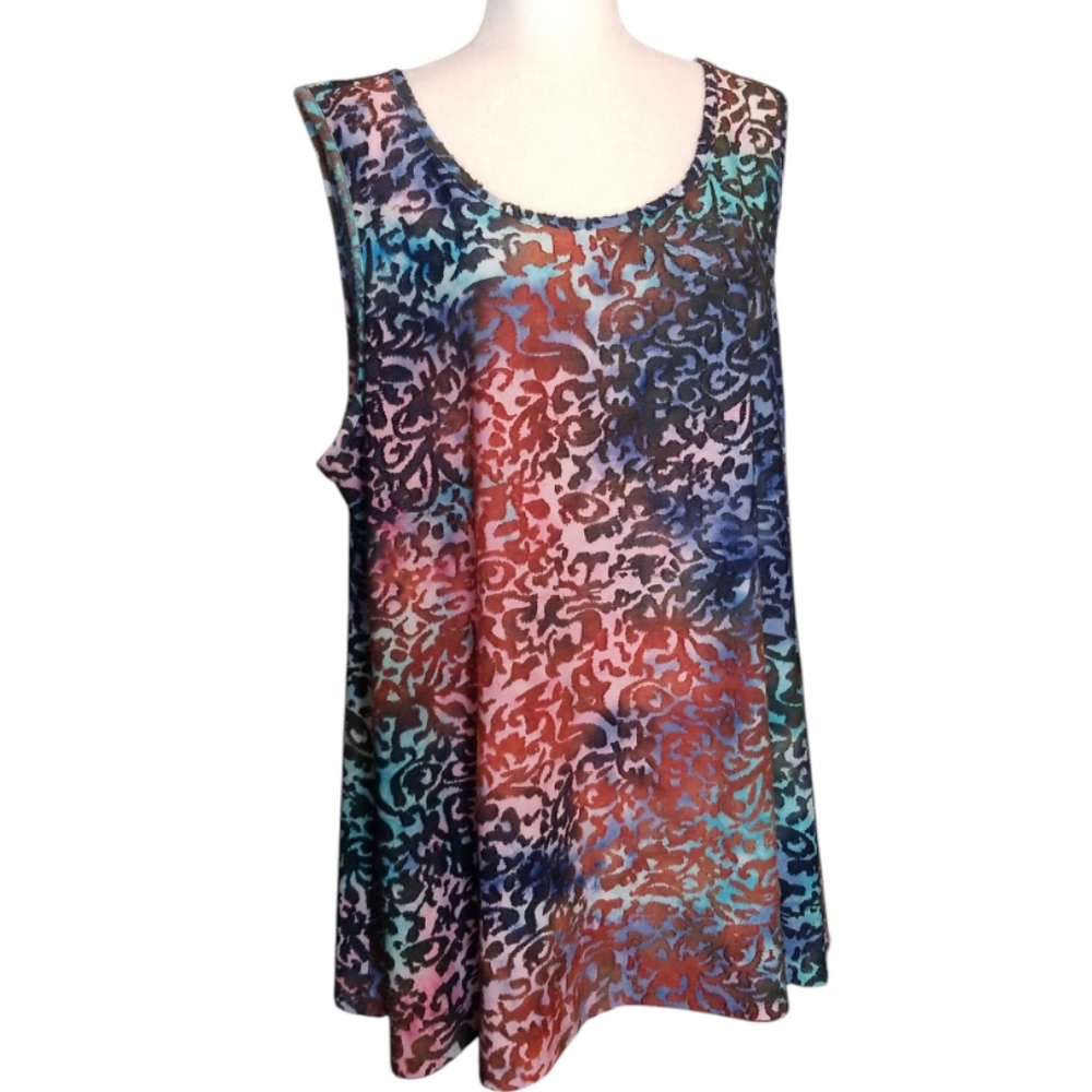 Ashley Stewart Colorful Velvet Patterned Sleeveless Tunic
